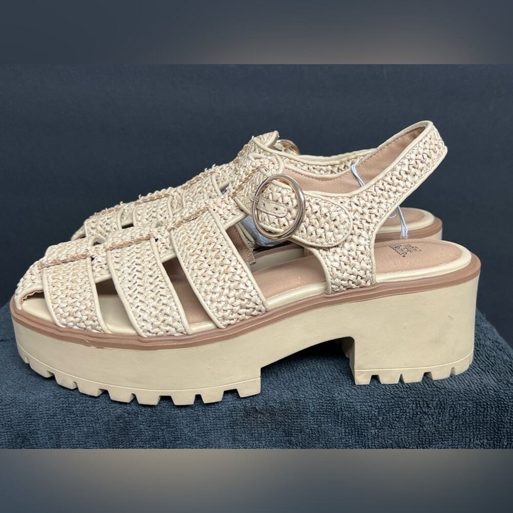 NWT Wild Fable Elide Raffia Fisherman Platform Heels Sandals Size 11